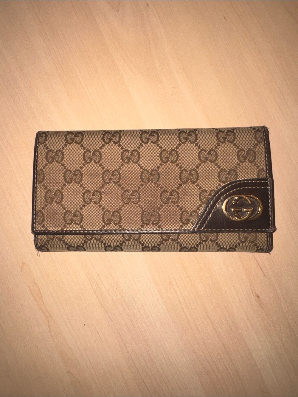 Gucci Brown GG Canvas Continental Wallet with Gold Logo - Picture 2 of 7